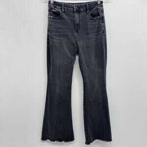 American Eagle Curvy Super High-Rise Flare Jeans Sz 8 Short Faded Black 29" Insm